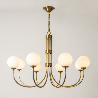 Stetler 6/8-Light Modern Globe Chandelier with Opal Glass Shades