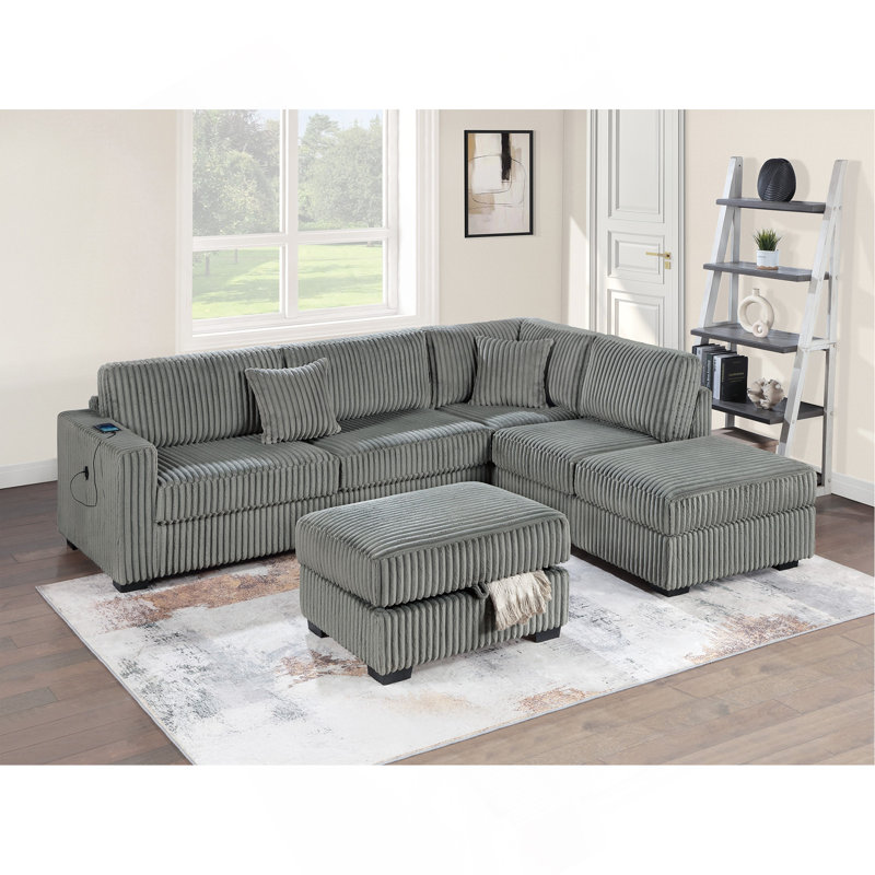 Canapé modulaire réversible Corduroy, Fumée