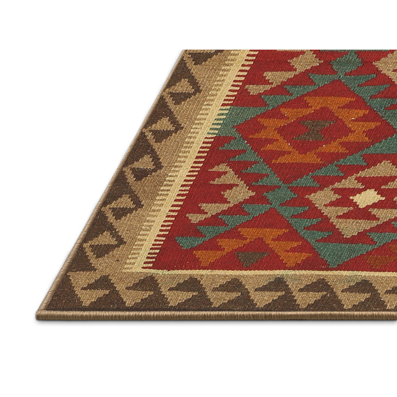 Tapis rouge / brun Southwestern, Rectangle 8 pi x 10 pi