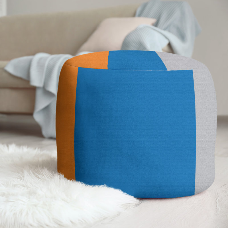 Repose-pieds repose-pieds rond 20,5" new velours, Orange / Bleu / Argent