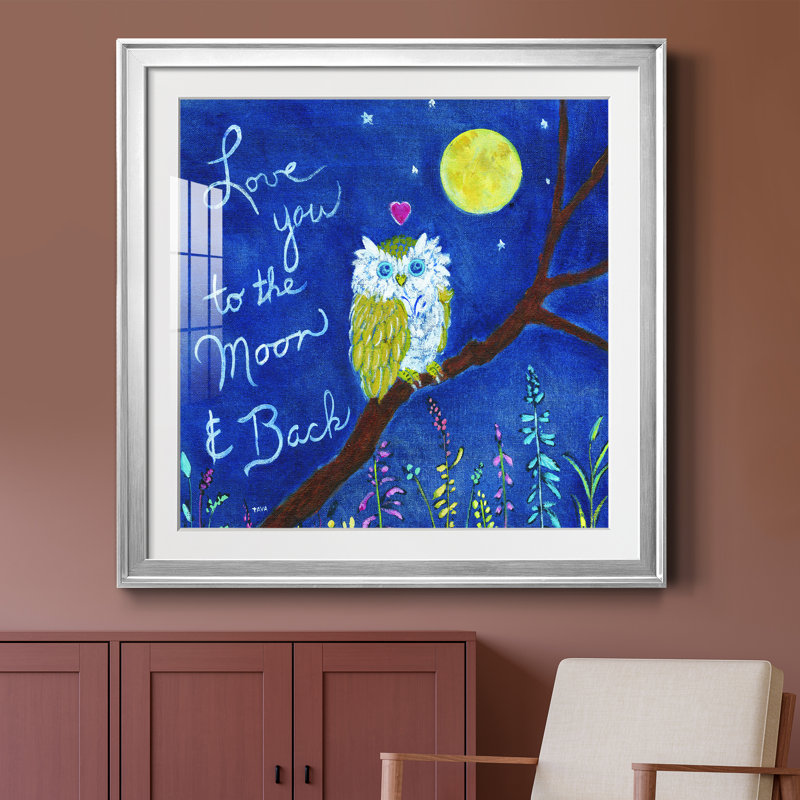 «Love You Owl», reproduction sur papier encadrée, H 26,5 po x l 26,5 po x P 1,5 po, Cadre argenté