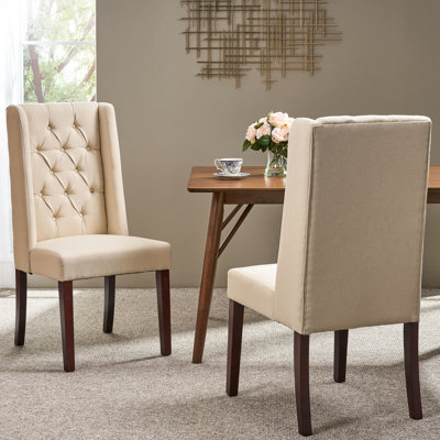 Fauteuil à oreilles beige de style moderne en tissu de construction 2 pièces