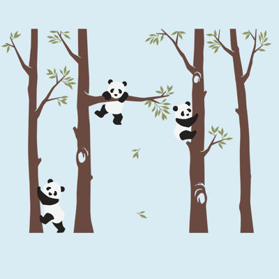 Adhésif décoratif arbre avec des pandas