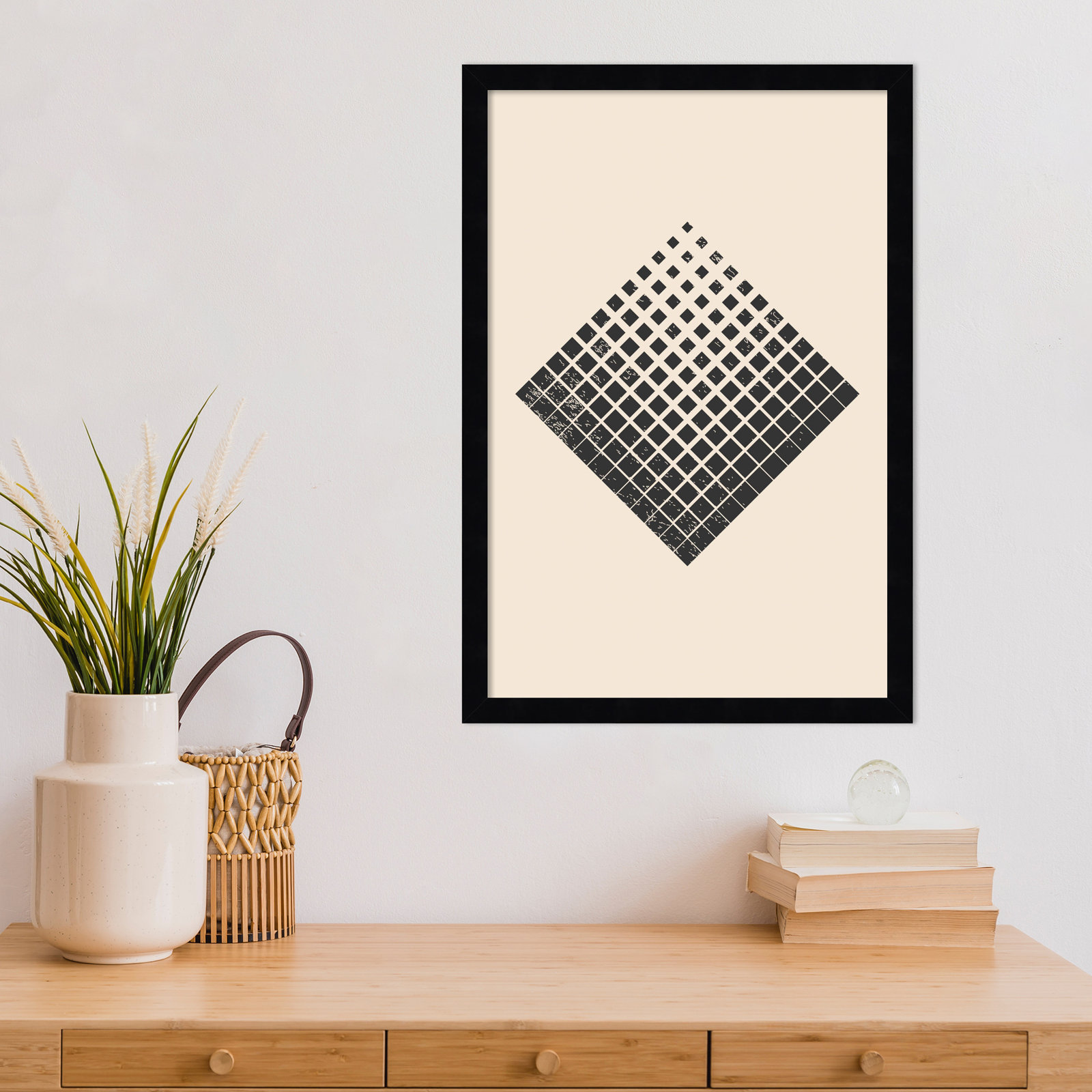 Minimal Halftone Shapes No. 3 Print, Black, 21" H x 15" W x 1" D