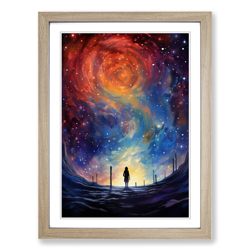 Single Picture Frame Print on Wood, 46cm H x 34cm W, Oak Framed