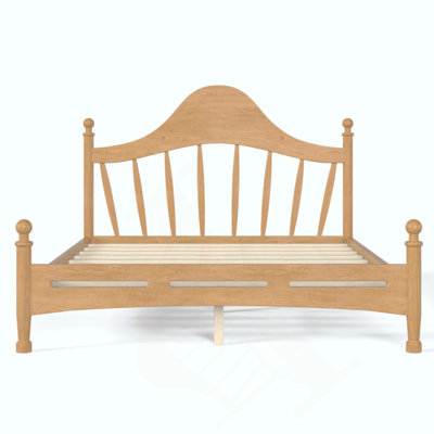 Platform Bed with Chic Headboard, Solid Wood BED Frame with Slatted Support, No Box Spring Needed and Low to Ground Design