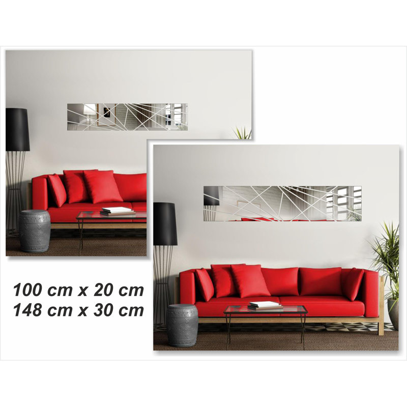 Evelin Flat Wall Mirror, Silver, 30cm H x 148cm W