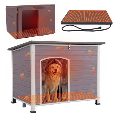 Niche pour chien isolée en bois gris