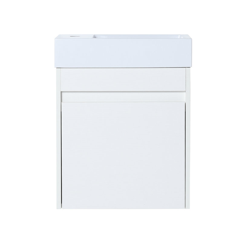 Meuble-lavabo de 18 po avec lavabo en résine blanche et nombreuses options de rangement, porte à fermeture en douceur - conception murale de nombreuses façons modernes et de qualité ravissante