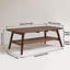Table basse en noyer brun Mid-Century avec tablette de rangement ouverte pour le salon