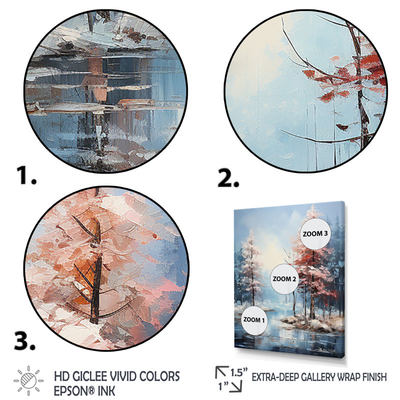 Lac en hiver, forêt, paysage - forêt, art mural, Cadre photo noir, H 44 po x l 34 po x P 1,5 po