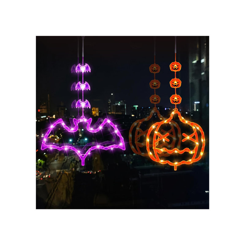 Feux d'Halloween rechargeables: enseigne chauve-souris citrouille d'Halloween