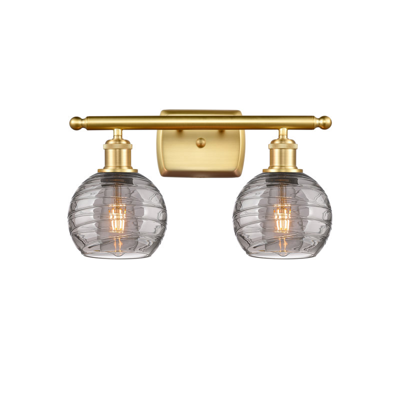 Éclairage pour meuble-lavabo à intensité variable Halvorson, Ampoule non incluse, Or satiné, Gris fumée clair