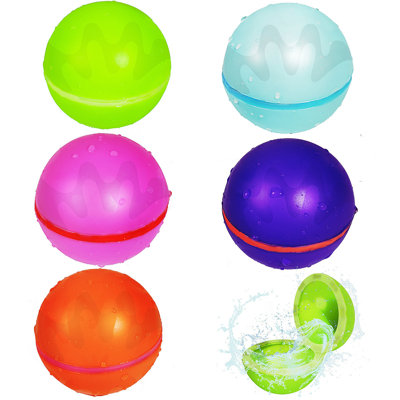 10pcs Reusable Water Balloons Quick Fill Splash  Refillable Water Bombs For Summer Toys Outdoor Activities Toys Pool Beach Water Games Toys, Mesh Bag Included