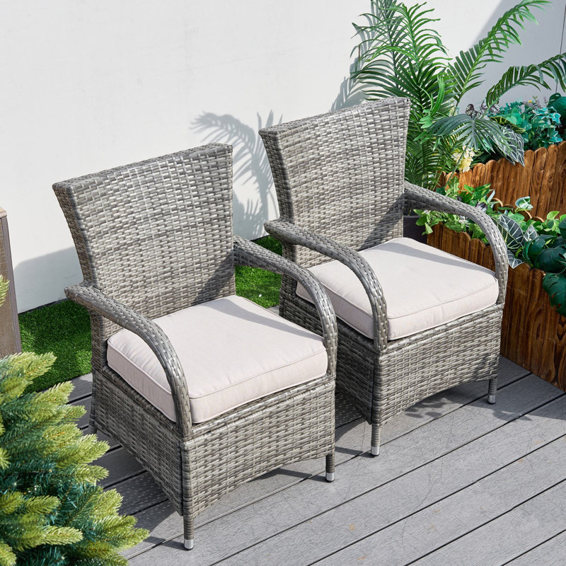 Momoyo Premium All-Weather Wicker Outdoor Dining Armchair with Cushion