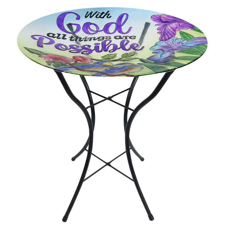 With God Glass Birdbath