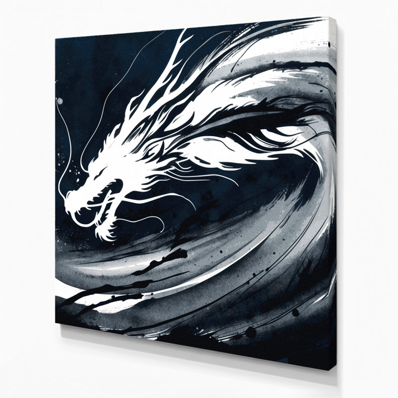 «Sci Fi Line art dragon silhouette», art mural sur toile, H 12 po x l 12 po
