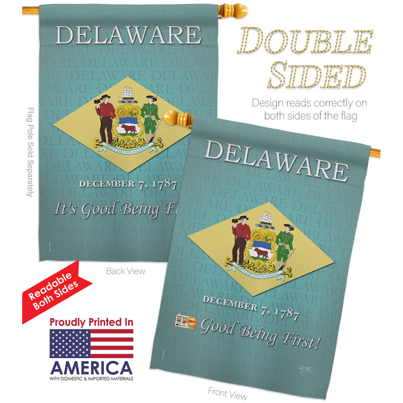 Drapeau de maison en polyester 2 côtés 3 pi 3 po x 2 pi 3 po Delaware