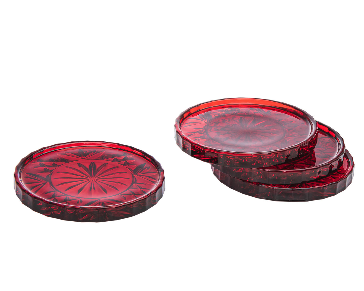 Godinger Silver Art Co Dublin Crystal Red Coaster Set & Reviews | Wayfair