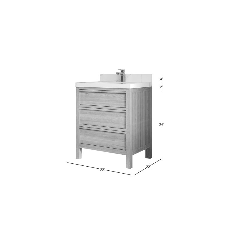 30 po Elizabeth X P 22 po D Meuble-lavabo simple avec 2 po, Palissandro