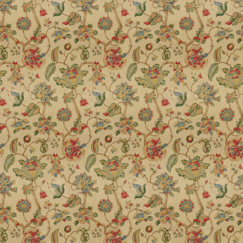 Tidewater Block Fabric, Ruby/Blue