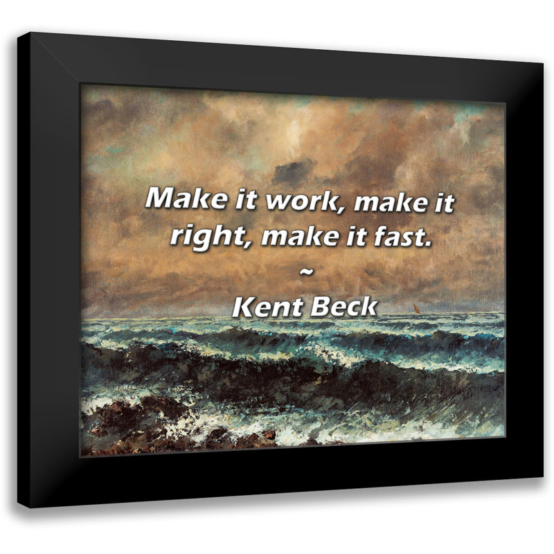 Kent Beck Quote: Make it work, make it right, make it fast.