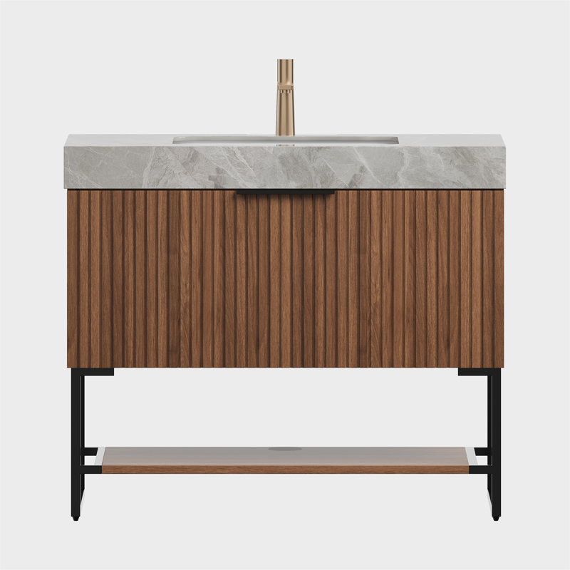 Meuble-lavabo de salle de bain 36 po YOLAN, Noyer foncé, 36"