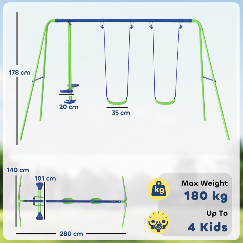 Haywards Freeport Park Metal Swing Set with 2 Swing(s)