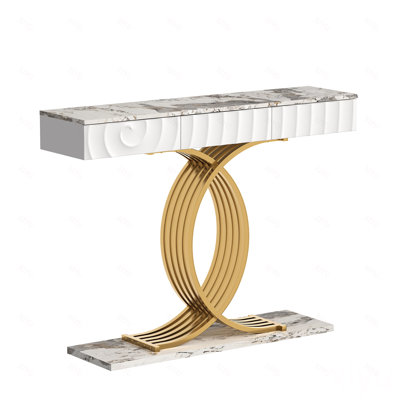 Table d'entrée étroite avec 3 tiroirs, table console avec cadre en métal, table console moderne pour le salon, le vestibule, le couloir