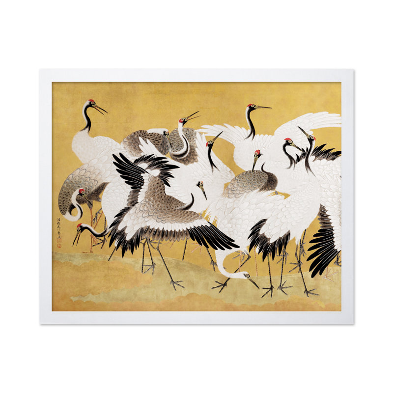 Ishida Yutei - Volée de grues, Affiche, Encadrement blanc, H 16 po x l 20 po