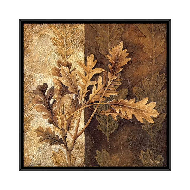 « leaf patterns i », impression sur toile, H 18 po x l 18 po x P 1,5 po, Toile avec cadre noir, Pas de tapis