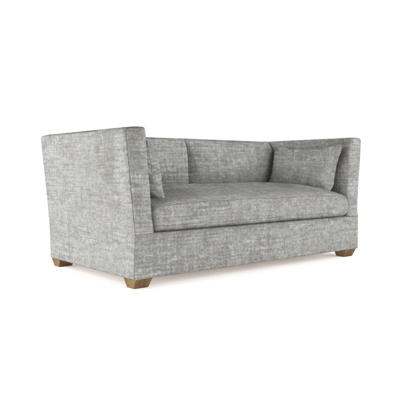Canapé Rivington, H 31 po x l 84 po x P 37 po, Velours écrasé rayé argent, Patiné