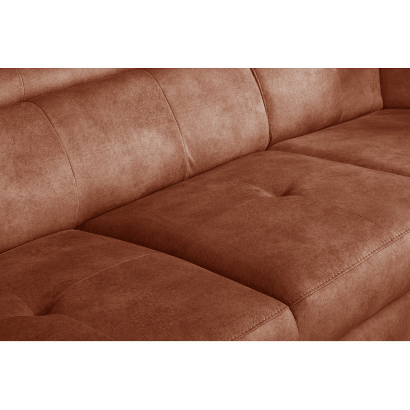 MONTANA Fabric Corner Sofa with Sleeping Function and Storage and Adjustable Headrests, Orange, Right Hand Facing