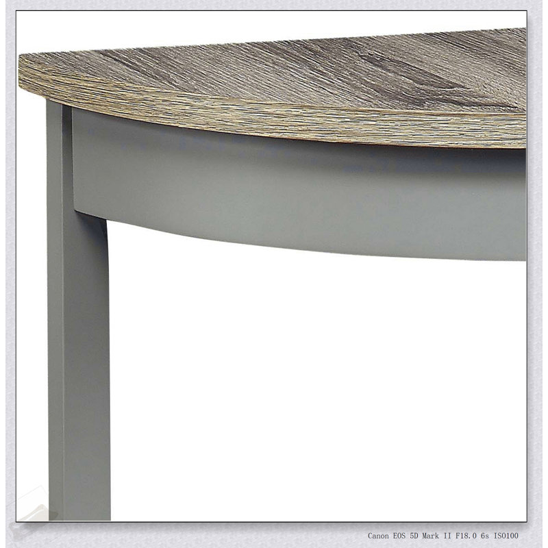 Console en chêne gris et demi-lune grise avec tablette inférieure pour un rangement rustique et élégant