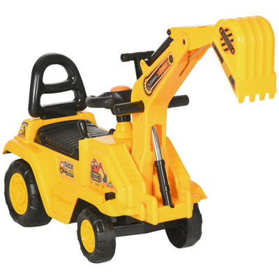 HOMCOM Ride On Tractor 2 in 1 Kids Ride On Digger for 1.5-4 Years Yellow