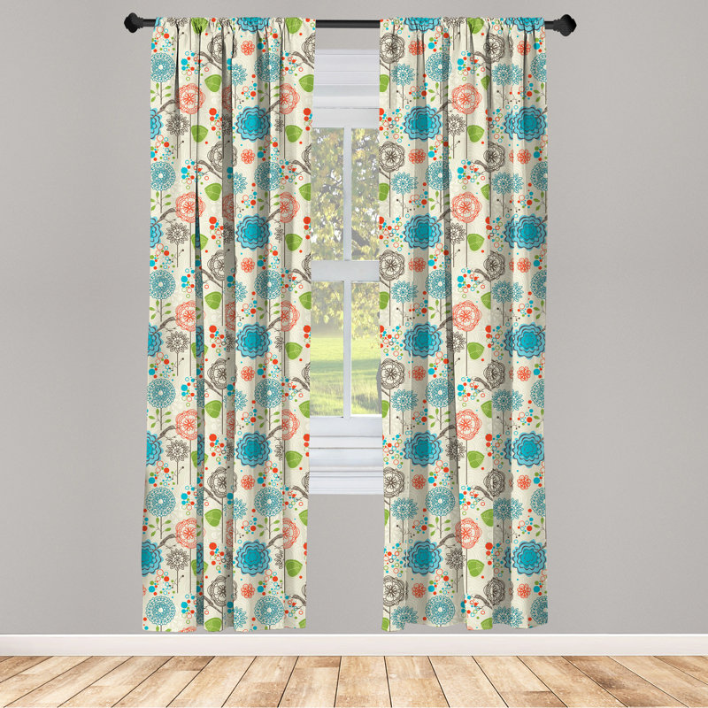Floral Semi-Sheer Rod Pocket Curtain Panels, 28" x 95"