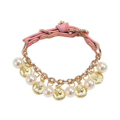 PU Pets Collar Faux Pearl Dog Collar With Soft Ceramic Balls For Small Medium Dogs And Cats  Adjustable Pet Necklace