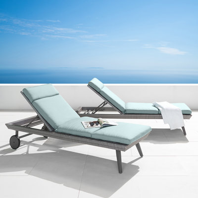 Ehrenfried Outdoor Rust-Resistant Metal Chaise Lounge Set , Sunbrella Cushion Included