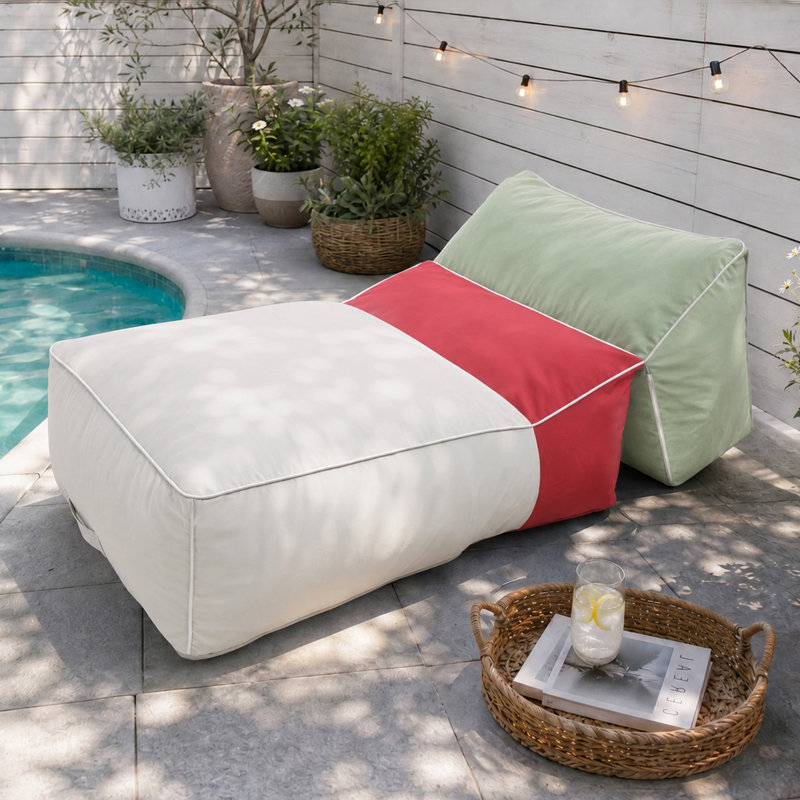 Fauteuil à billes pliable 47 po, Rouge / Vert / Blanc