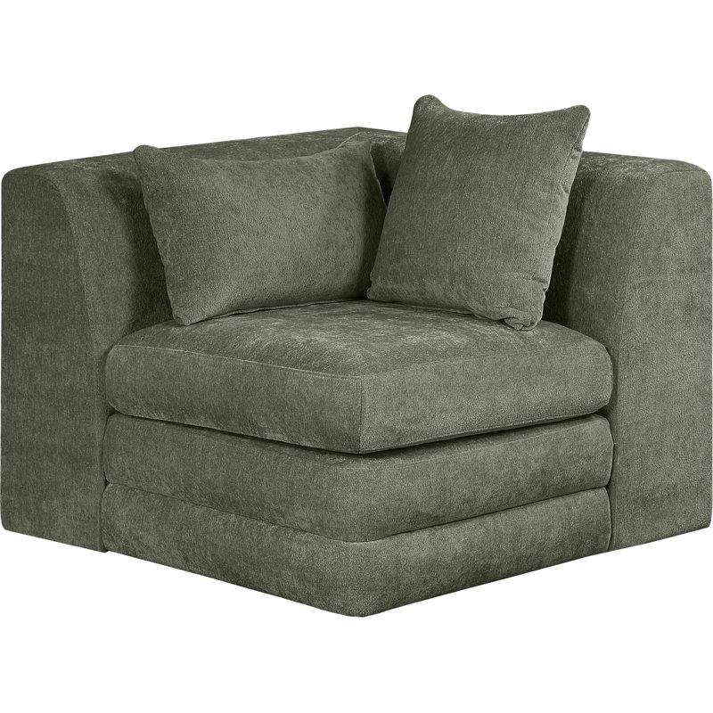 Fauteuil d'angle rembourré Vredenburgh Chenille, Tissu chenille vert