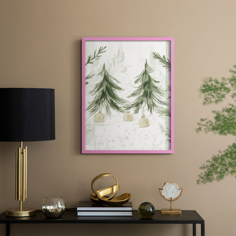 «Christmas Holiday Art», reproduction encadrée - bois massif, H 21 po x l 17 po, Rose