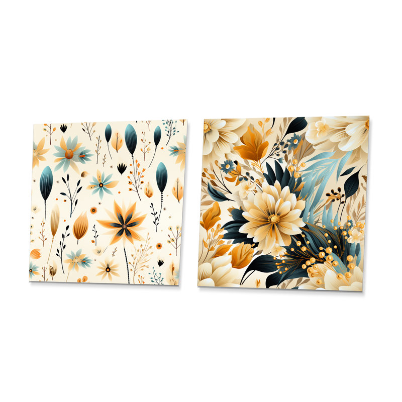 Campion - Ensemble de 2 carrés à motif floral en métal, H 23 po x l 46 po