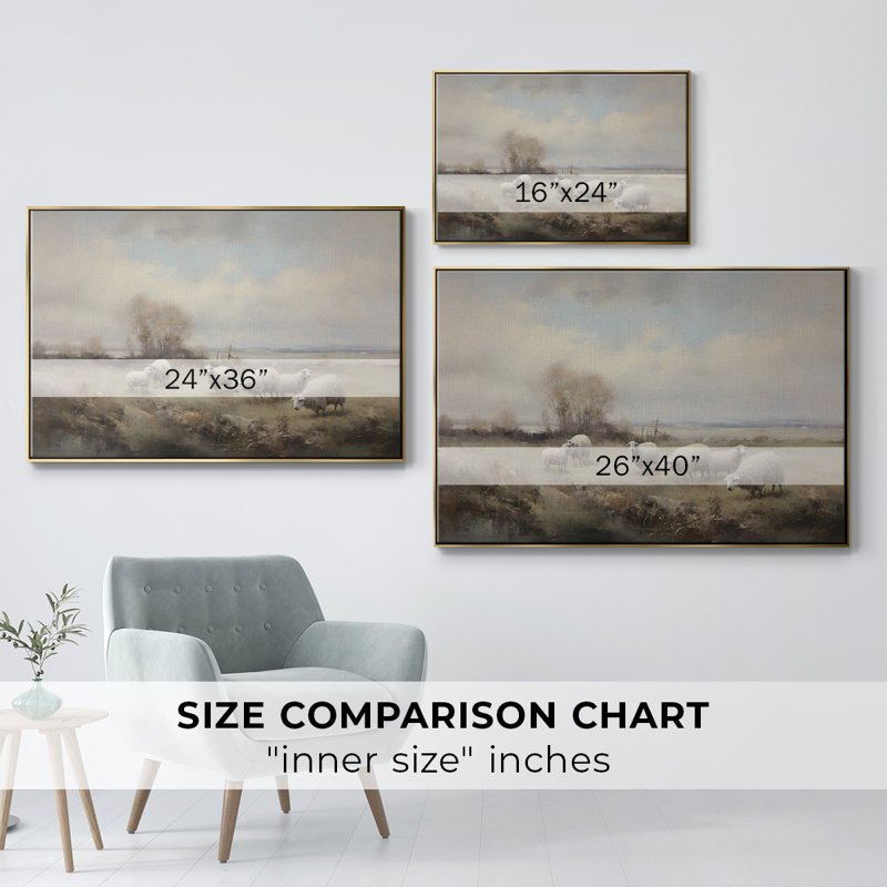 Paysage rétro - CCLX, Toile avec cadre flottant or, H 17 po x l 25 po x P 2 po
