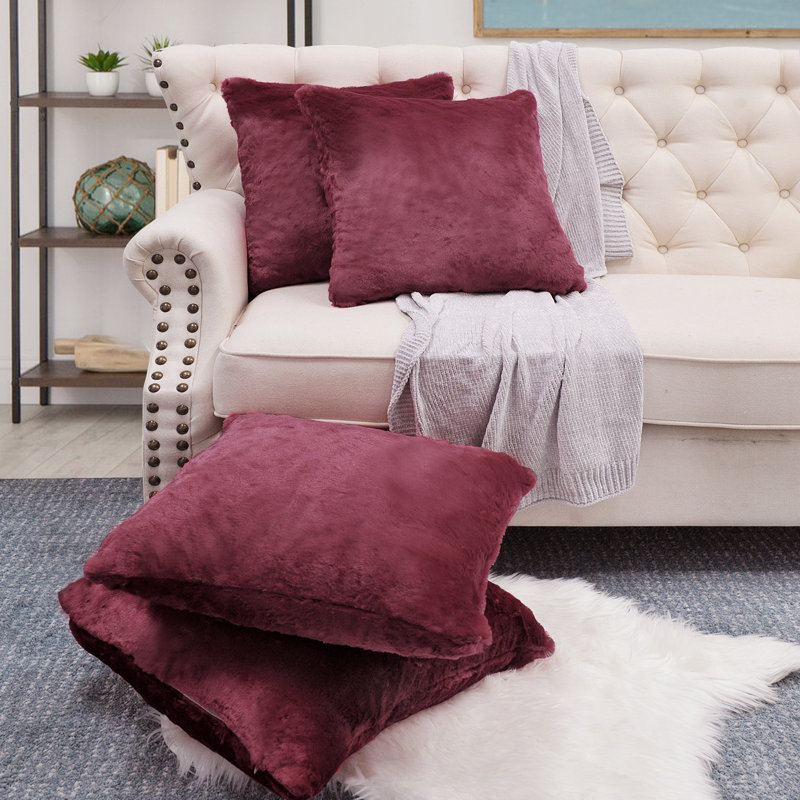 Housse de coussin réversible en fausse fourrure, Marron