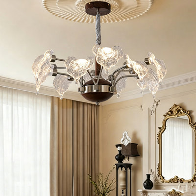 Luminaire suspendu 30,71 po Mid-Century en noyer et fer avec texture goutte d'eau - Ambiance chaleureuse pour le salon