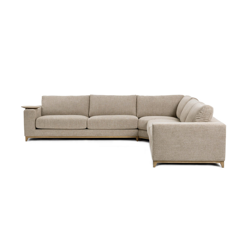 Donovan Upholstered Sectional, Bisque Polyester Blend