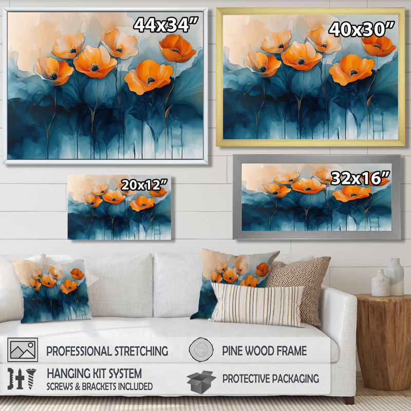 Jamerson - Floral Canvas Wall Decor, H 12 po x l 20 po, Impression encadrée flottante sans passe-partout, Blanc