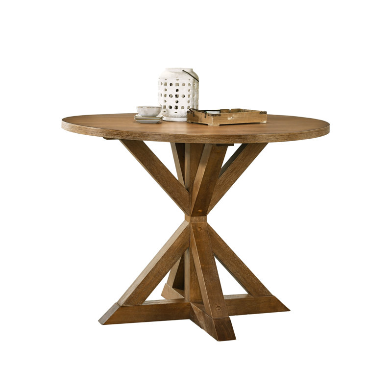 Windvale Cross-Buck Base Counter Height Dining Table, Brown, 36"H x 47.2"L x 47.2"W