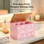 Boîte de rangement rose à tampons Bow-Print