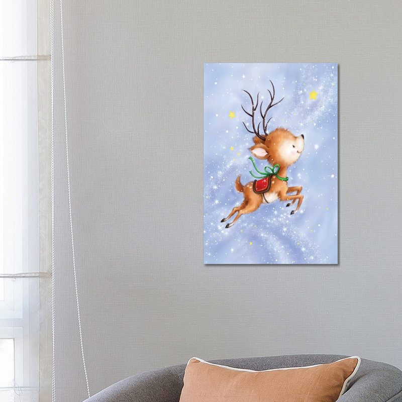 Flying Rudolph by MAKIKO - Wrapped Canvas Print, 66.04 cm H x 45.72 cm W x 1.91 cm D